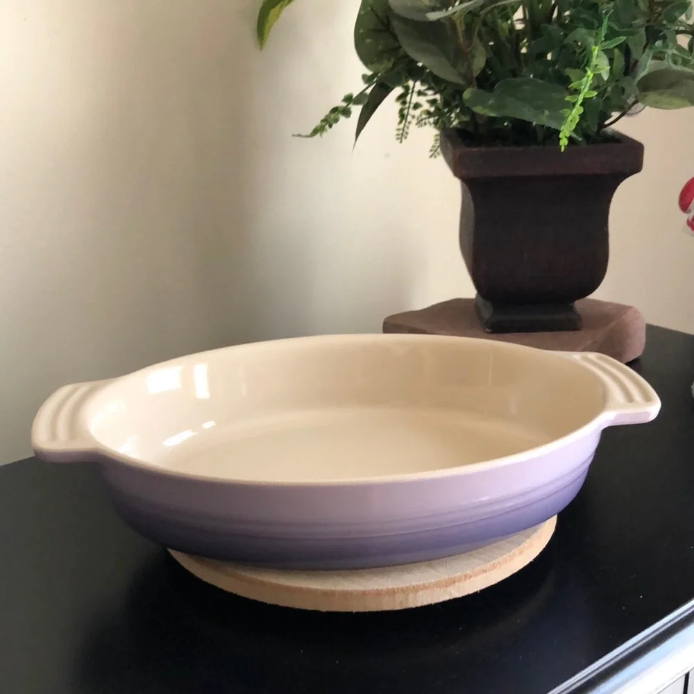 Le Creuset Cream Interior Lavender Exterior Oval Baker